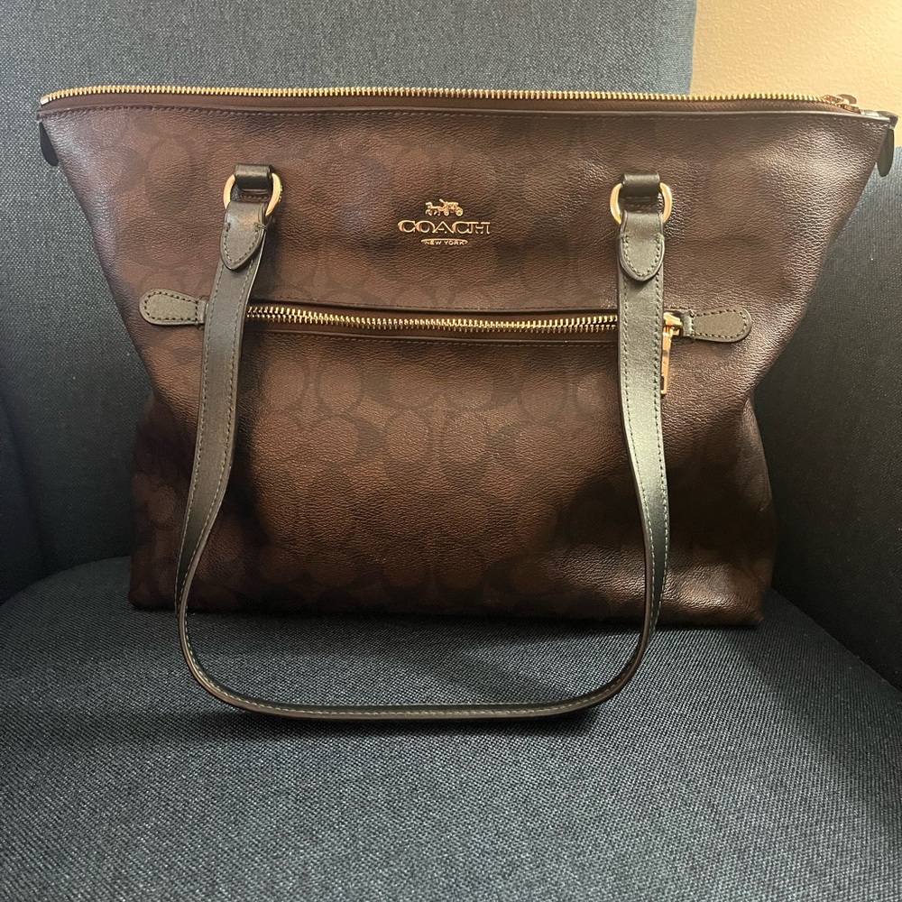 Coach Dark Brown Signature Tote